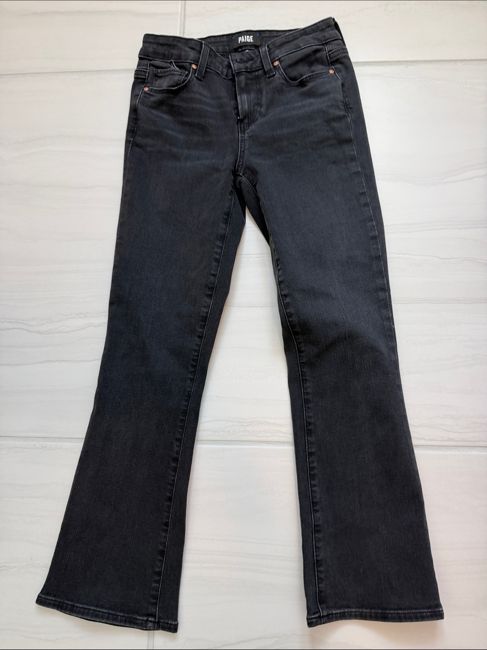 PAIGE Black Flared Wide-Leg Jeans